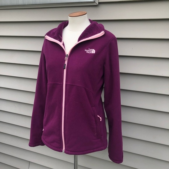 The North Face Fuzzy Magenta Zip Up Hoodie Medium - Picture 2 of 7